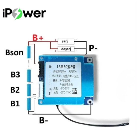 16S 48v Lifepo4 BMS Balanslı